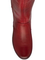 Lotus Red Leather Wedge Knee-High Boots - Image 4 of 4