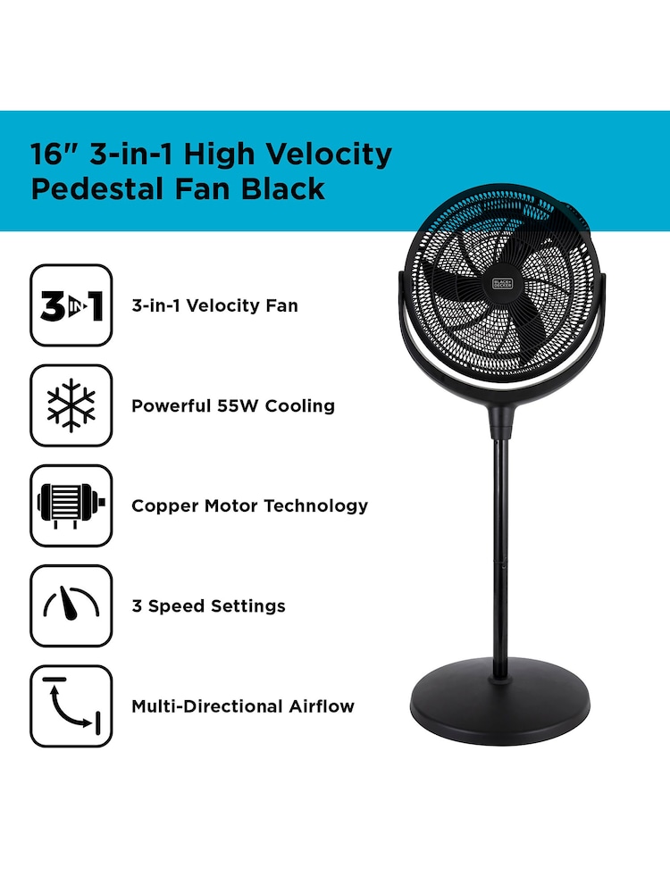 Black & Decker White 16 Inch High Velocity Power Stand Fan - Image 2 of 8