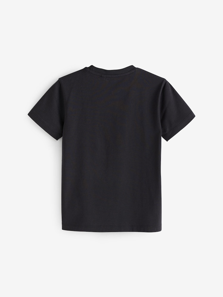 Black/White Textured Colourblock Short Sleeve 100% Cotton T-Shirt (3-16yrs) - Image 2 of 3