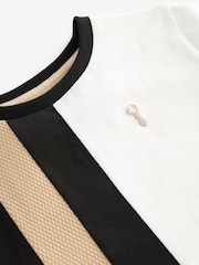 Black/White Textured Colourblock Short Sleeve 100% Cotton T-Shirt (3-16yrs) - Image 3 of 3