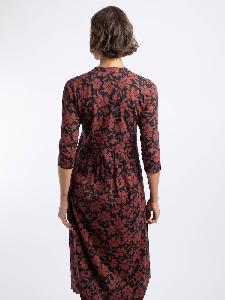 Weird Fish Brown Isolde Printed Jersey Midi Dress - Image 2 of 7 Weird Fish Brown Isolde Printed Jersey Midi Dress - Image 2 of 7