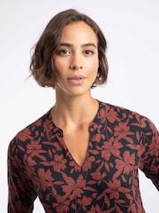 Weird Fish Brown Isolde Printed Jersey Midi Dress - Image 4 of 7