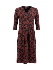 Weird Fish Brown Isolde Printed Jersey Midi Dress - Image 6 of 7