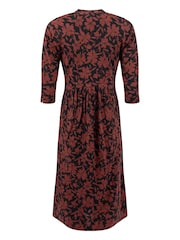 Weird Fish Brown Isolde Printed Jersey Midi Dress - Image 7 of 7