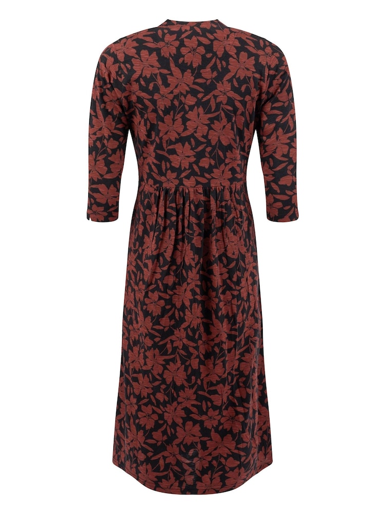 Weird Fish Brown Isolde Printed Jersey Midi Dress - Image 7 of 7 Weird Fish Brown Isolde Printed Jersey Midi Dress - Image 7 of 7