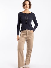 Weird Fish Brown Cora Wide Leg Denim Jeans - Image 1 of 7