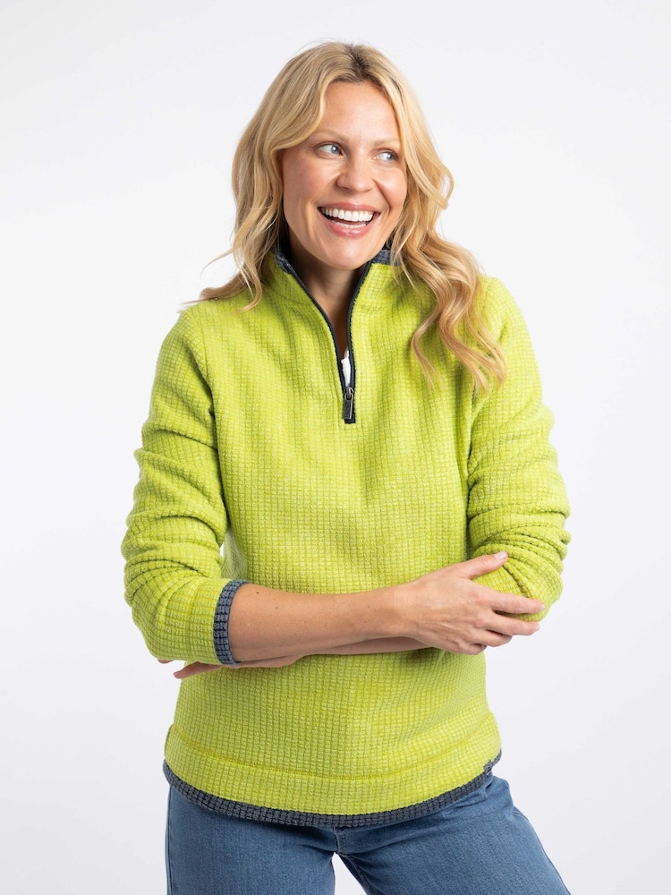 Lichtgroen - Weird Fish Beye Quarter Zip Grid Fleece - Afbeelding 2 van 7