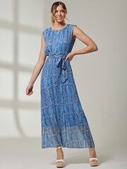 Jolie Moi Blue Front Tie Sleeveless Maxi Dress - Image 1 of 6