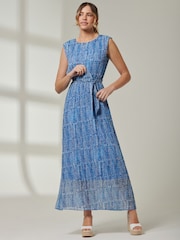 Jolie Moi Blue Front Tie Sleeveless Maxi Dress - Image 5 of 6