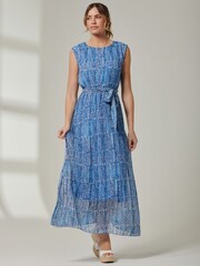 Jolie Moi Blue Front Tie Sleeveless Maxi Dress - Image 6 of 6