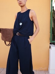 Hush Blue Maggie Twist Front Linen Top - Image 1 of 8