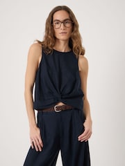 Hush Blue Maggie Twist Front Linen Top - Image 3 of 8