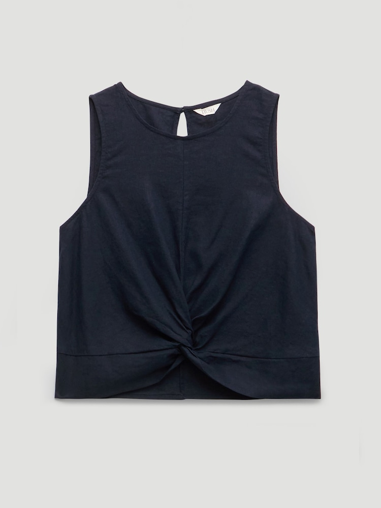 Hush Blue Maggie Twist Front Linen Top - Image 8 of 8