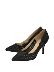 Lotus Black Stiletto-Heel Pointed Toe Court Shoes - Image 2 of 4
