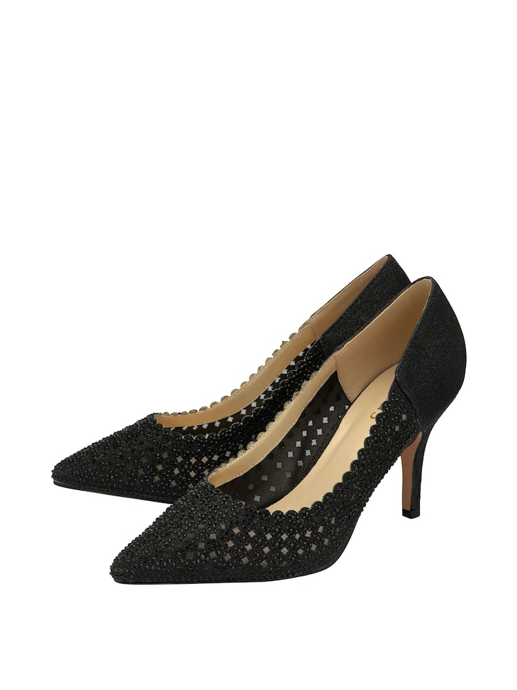 Lotus Black Stiletto-Heel Pointed Toe Court Shoes - Image 2 of 4