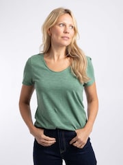 Weird Fish Sage Green Hailey V-Neck T-Shirt - Image 1 of 4
