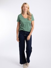 Weird Fish Sage Green Hailey V-Neck T-Shirt - Image 3 of 4