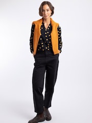Weird Fish Dark Blue Brooke Printed V-Neck Jersey Top - Image 3 of 7