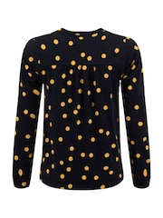 Weird Fish Dark Blue Brooke Printed V-Neck Jersey Top - Image 7 of 7