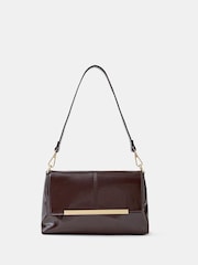 Accessorize Fold Over Patent Faux Leather Shoulder Bag - 2şəkildən 1 şəkil