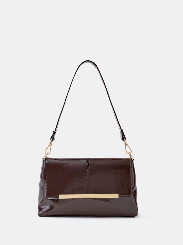Accessorize Fold Over Patent Faux Leather Shoulder Bag - 2şəkildən 1 şəkil