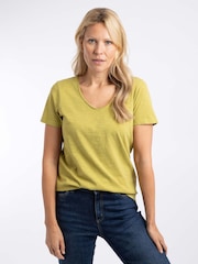 Weird Fish Mustard Green Hailey V-Neck T-Shirt - Image 1 of 4