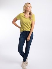 Weird Fish Mustard Green Hailey V-Neck T-Shirt - Image 3 of 4