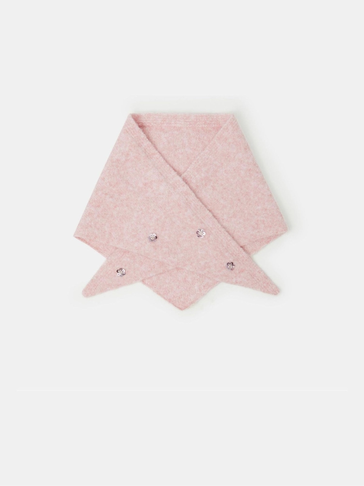 Angels By Accessorize Pink Sequin Flower Knitted Triangle Scarf - Image 2 of 3