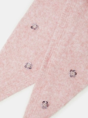 Angels By Accessorize Pink Sequin Flower Knitted Triangle Scarf - Image 3 of 3