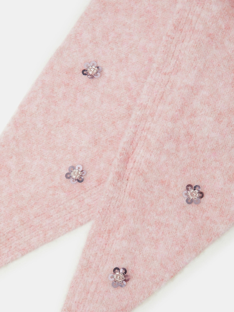 Angels By Accessorize Pink Sequin Flower Knitted Triangle Scarf - Image 3 of 3