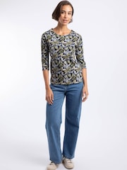 Weird Fish Aqua Blue Pinto Printed Jersey Top - Image 3 of 7