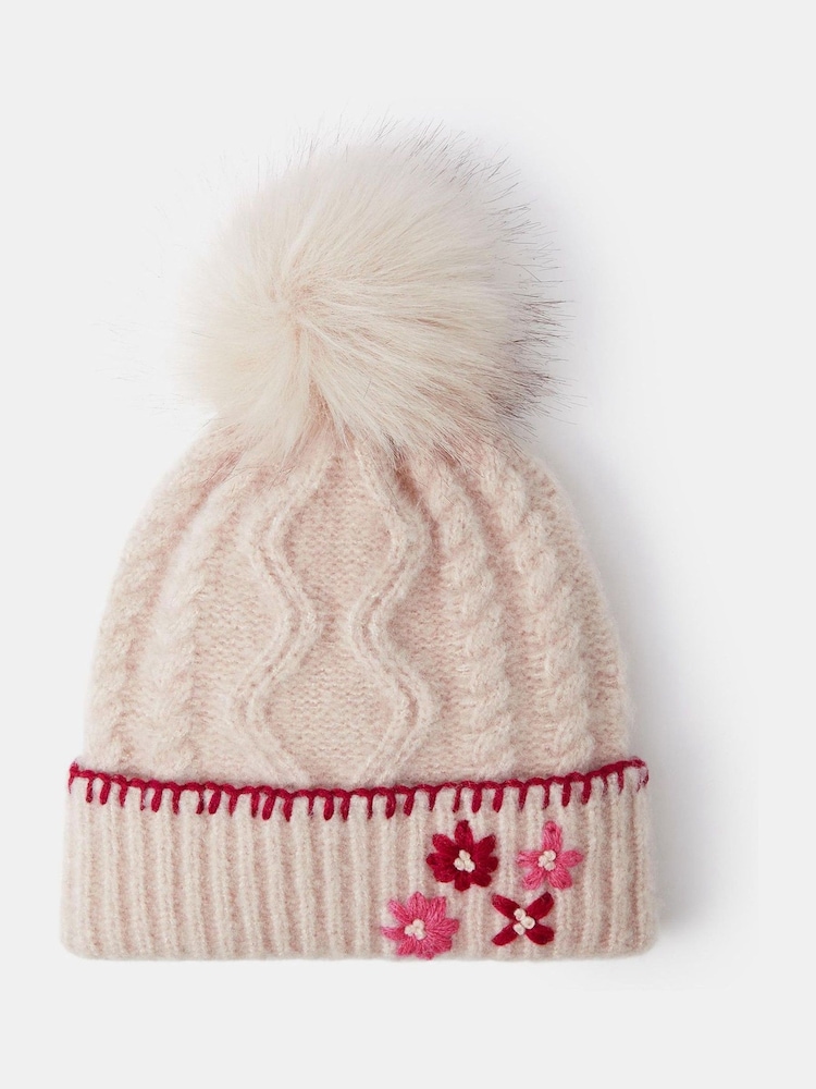 Buy Angels By Accessorize Natural Flower Cable Knit Bobble Hat from the ...