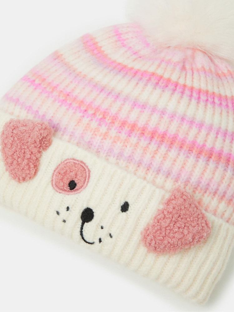 Angels By Accessorize Pink Dog Ombré Bobble Hat - Image 2 of 2 Angels By Accessorize Pink Dog Ombré Bobble Hat - Image 2 of 2