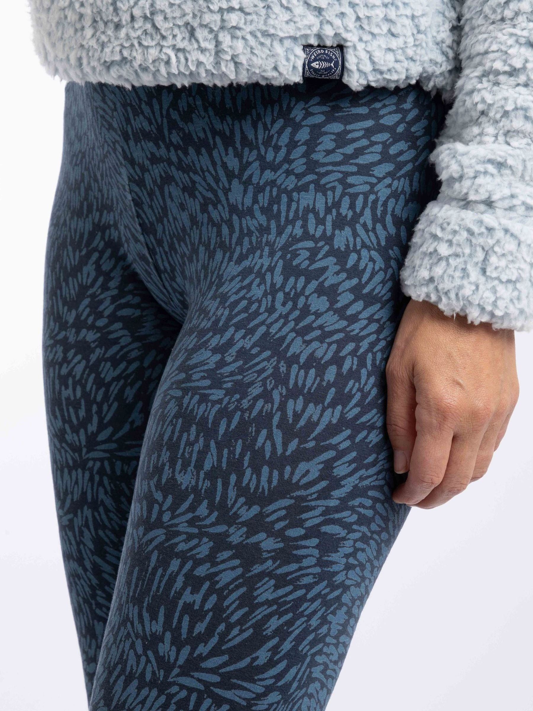 Weird Fish Women's Mid Blue Bailey Printed Leggings In | Size: 16 - Image 2