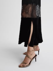 Reiss Black Janelle Fitted Satin-Velvet Midi Dress - Image 3 of 4