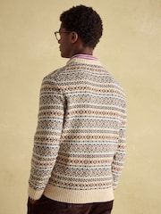 Joules Fair Isle Cream Crew Neck Fairisle Pattern Jumper Contains Merino Wool - Image 3 of 8