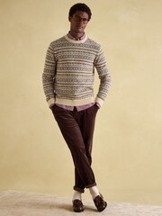 Joules Fair Isle Cream Crew Neck Fairisle Pattern Jumper Contains Merino Wool - Image 5 of 8