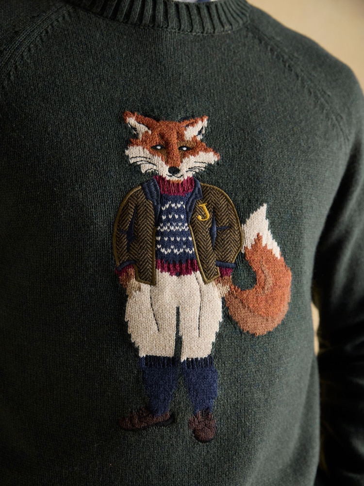 Joules Jonty Green Intarsia Crew Knit Jumper - Image 4 of 9