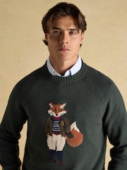 Joules Jonty Green Intarsia Crew Knit Jumper - Image 8 of 9