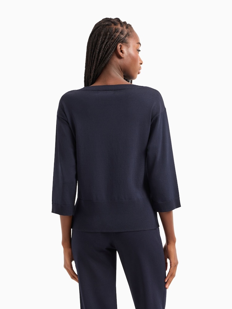 Armani Exchange Navy Logo Knitted Jumper - Image 2 of 5