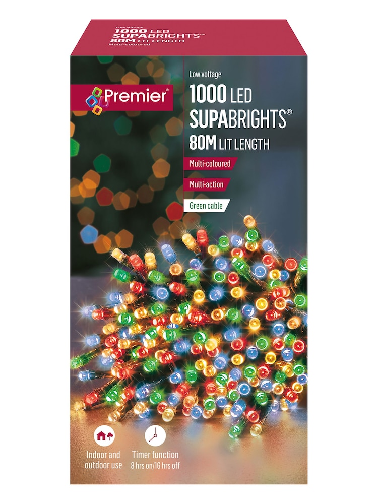 Premier Decorations Ltd Rainbow 1000 LED Super Bright Timer Christmas Line Lights 80M - Image 2 of 4