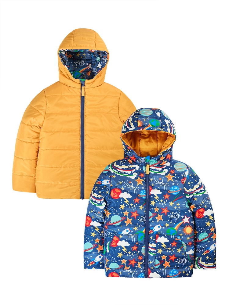 Frugi Blue Reversible Toasty Trail Jacket - Image 2 of 5 Frugi Blue Reversible Toasty Trail Jacket - Image 2 of 5