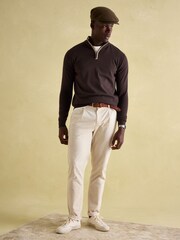 Joules Hillside Brown Quarter Zip Knit Jumper - Image 3 of 6