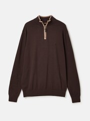 Joules Hillside Brown Quarter Zip Knit Jumper - Image 6 of 6
