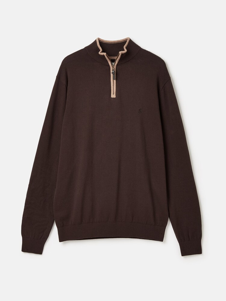 Joules Hillside Brown Quarter Zip Knit Jumper - Image 6 of 6