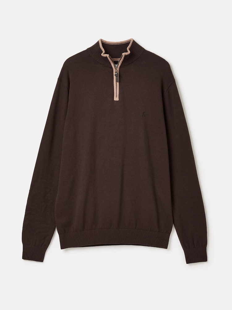 Joules Hillside Brown Quarter Zip Knit Jumper - Image 6 of 6 Joules Hillside Brown Quarter Zip Knit Jumper - Image 6 of 6