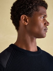 Joules Hatfield Navy Jumper with Woven Patch Detailing - Image 3 of 8