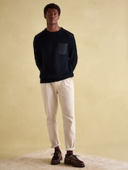 Joules Hatfield Navy Jumper with Woven Patch Detailing - Image 4 of 8