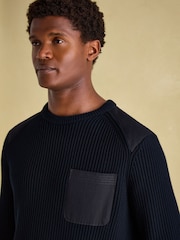 Joules Hatfield Navy Jumper with Woven Patch Detailing - Image 5 of 8