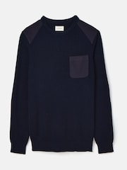 Joules Hatfield Navy Jumper with Woven Patch Detailing - Image 8 of 8